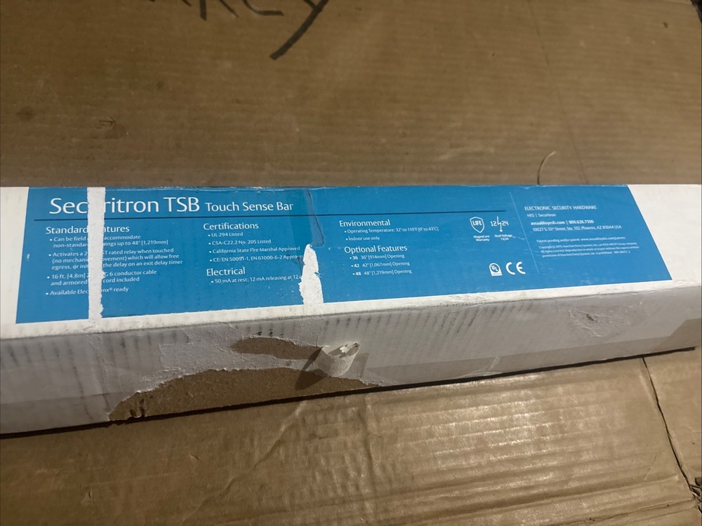 Brand New-Open Box-Securitron TSB-CL Touch Sense Electrified Exit Bar 36”