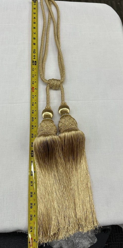 Drapery Curtain Tie Back Double Tassel Gold