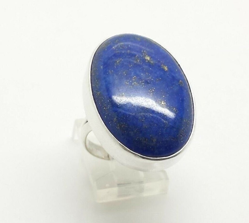 Oval Blue Lapis Sterling Silver Ring Sz8.75