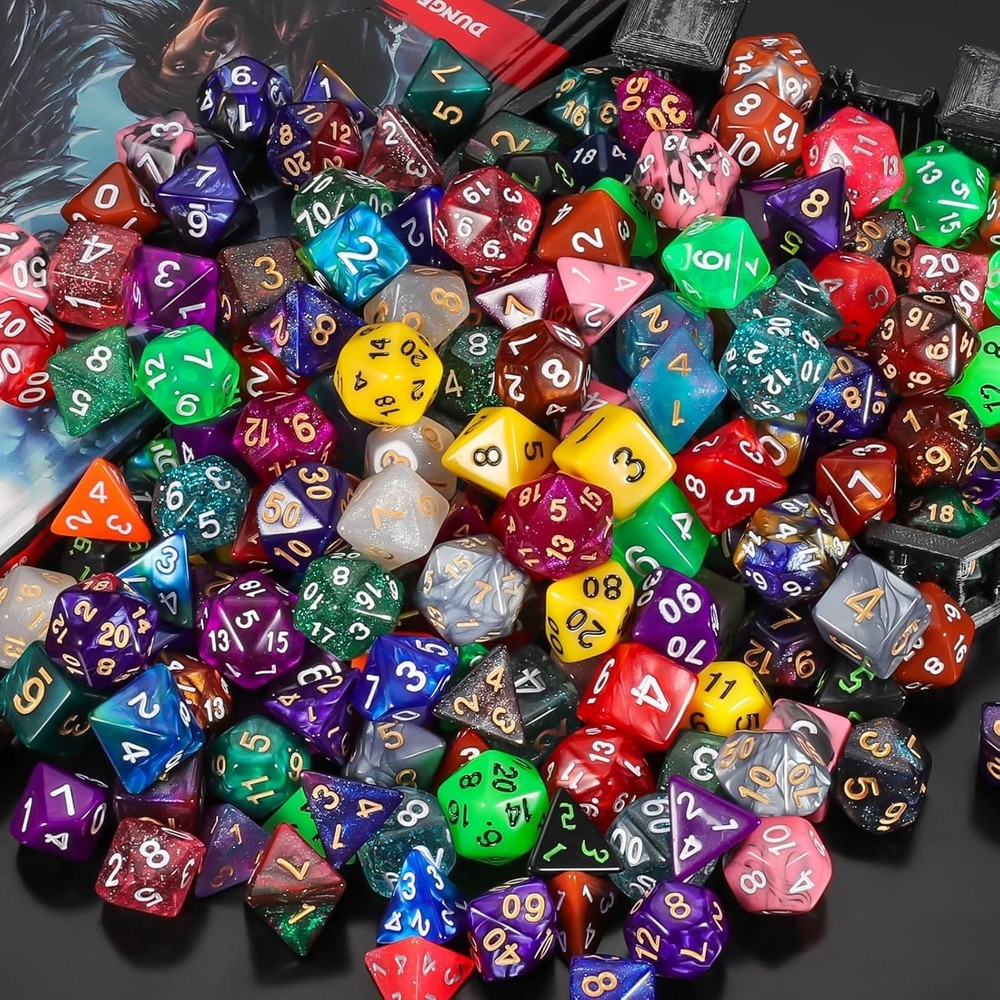 Complete 30 Sets Polyhedral Dice Collection with Large Drawstring Bag - 210pcs