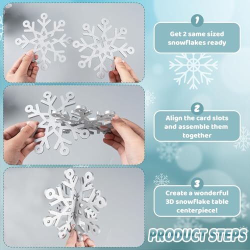 Winter Christmas Centerpiece Table Decorations - 12pcs 6 Count White Silver