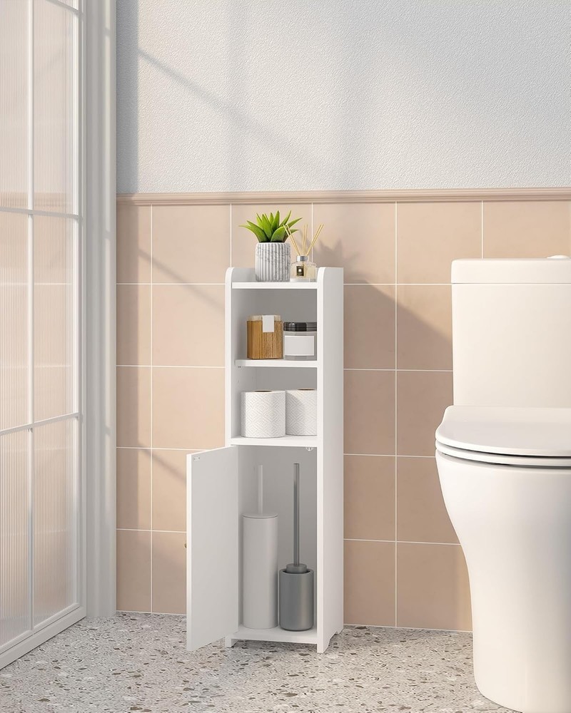 Bathroom Storage Cabinet, Small Corner Floor Cabinet with Doors and Adjustabl...