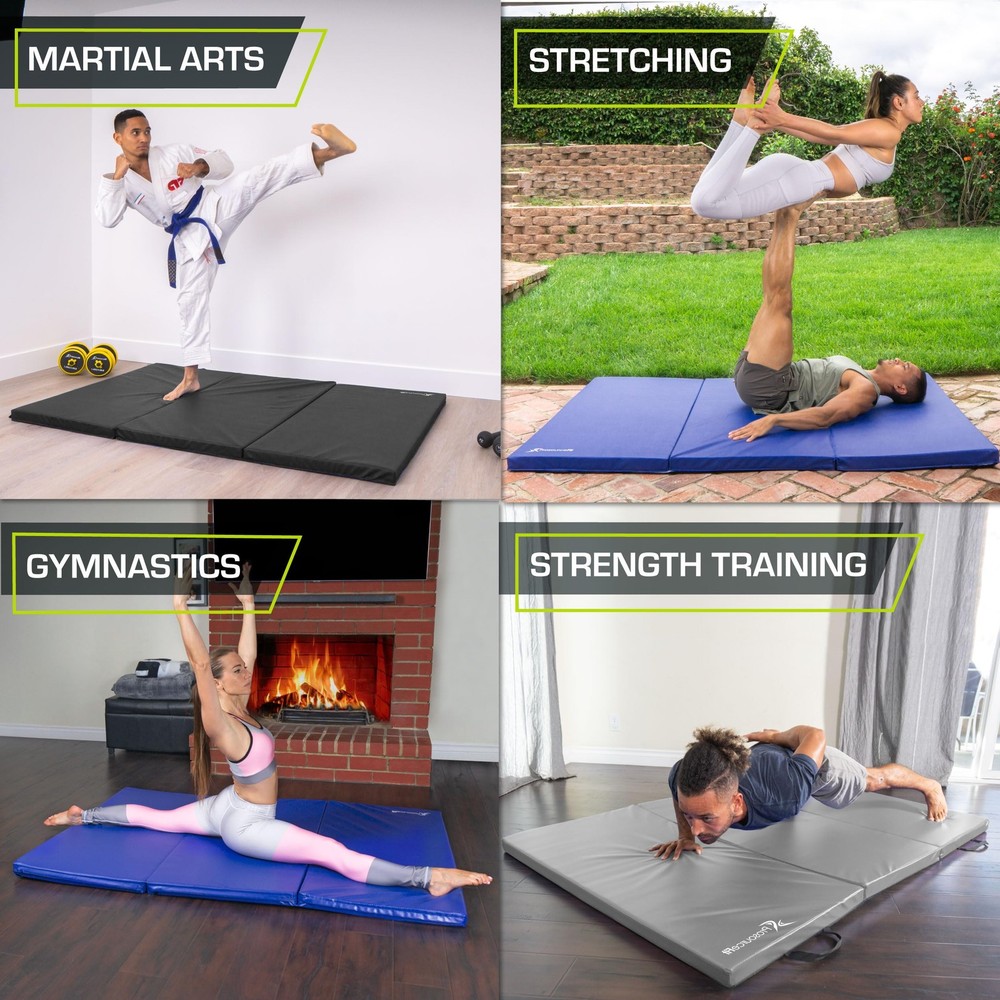ProsourceFit Tri-Fold Folding Thick Exercise Mat 6’x4’ with Carrying Handles...