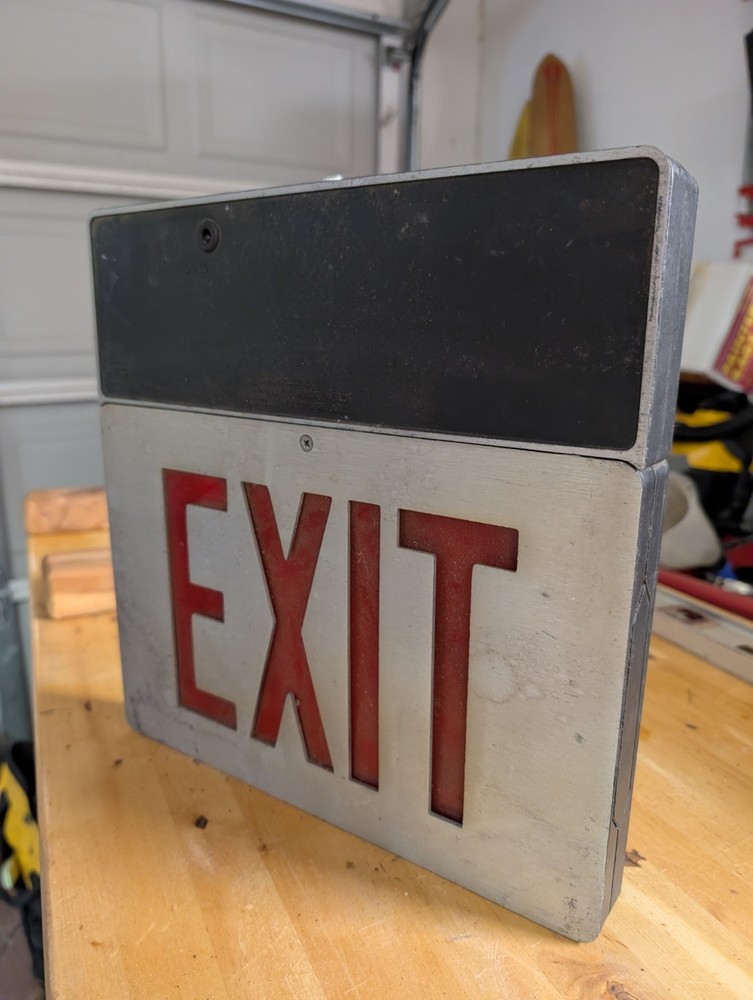 Vintage EXIT Sign Cast Aluminum Light Single Sided - Untested
