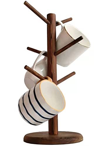 Mug Holder TreeCoffee Mug RackCoffee Cup Holder with 6 HooksWood Coffee Mug H