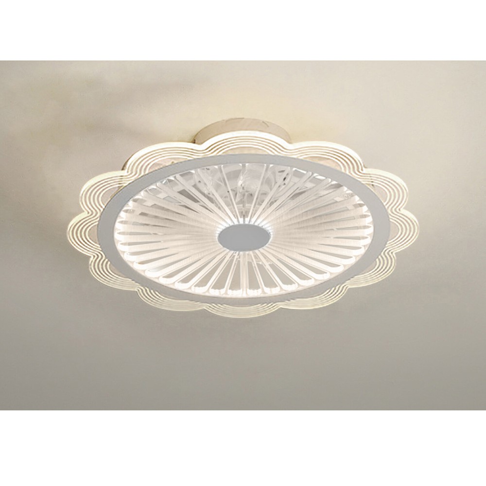 Flush Mount Ceiling Fan Light Dimmable LED Chandelier Fan W/ Remote Control