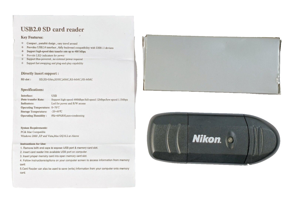 Nikon USB 2.0 SD Card Reader Adapter Black
