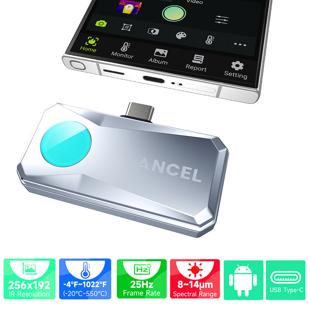 High-Resolution 256x192 IR Thermal Imager Imaging for Android Portable Compact