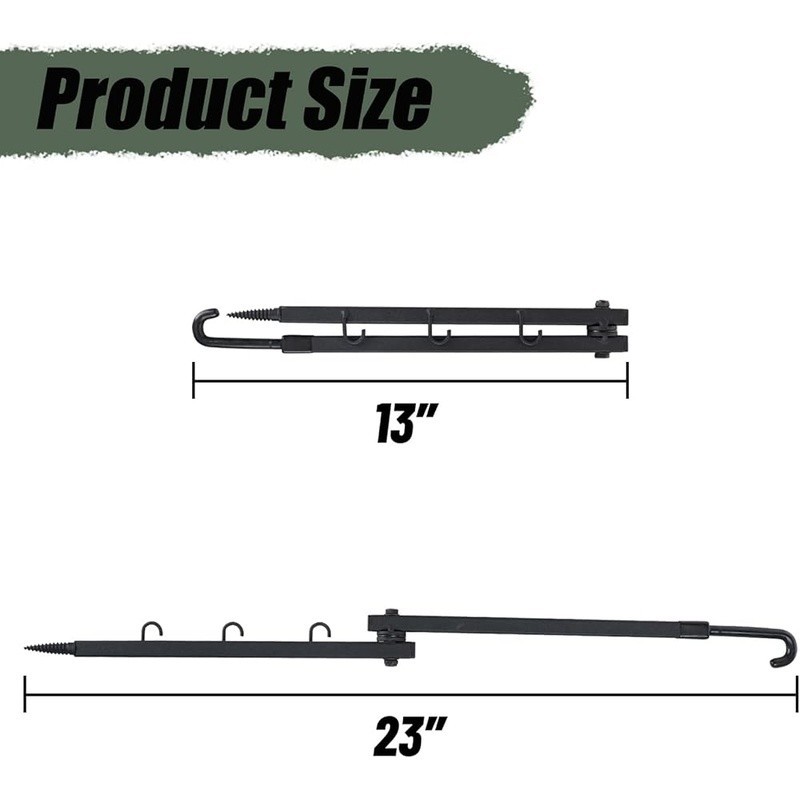 Adjustable Hunting Gear Hanger 23in Folding Tree Hook W/ Rubber Coating New