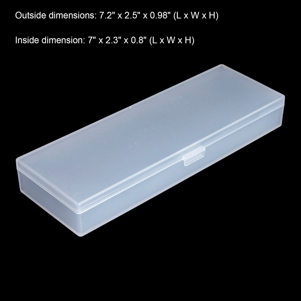 Qeuly 4 Pack 7.2" x 2.5" x 0.98" Small Rectangle Plastic Case Translucent