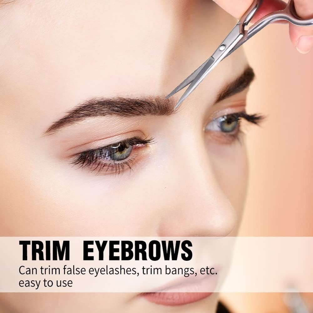 Eyebrow Scissors, Precision Grooming Shears, 1Pcs Silver