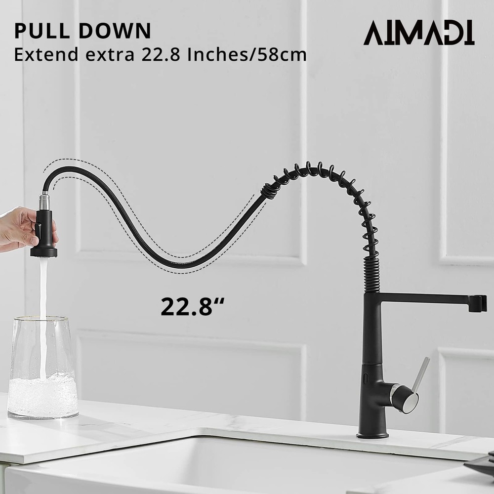 Touchless Kitchen Faucet with Pull Down Sprayer, Sensor Smart Hands-Free Sing...