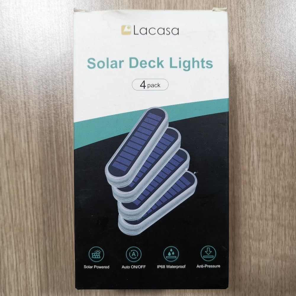 Solar Dock Lights Marine 4-Pack - Solar Powered Blue LED Deck & Step Lights, IP6