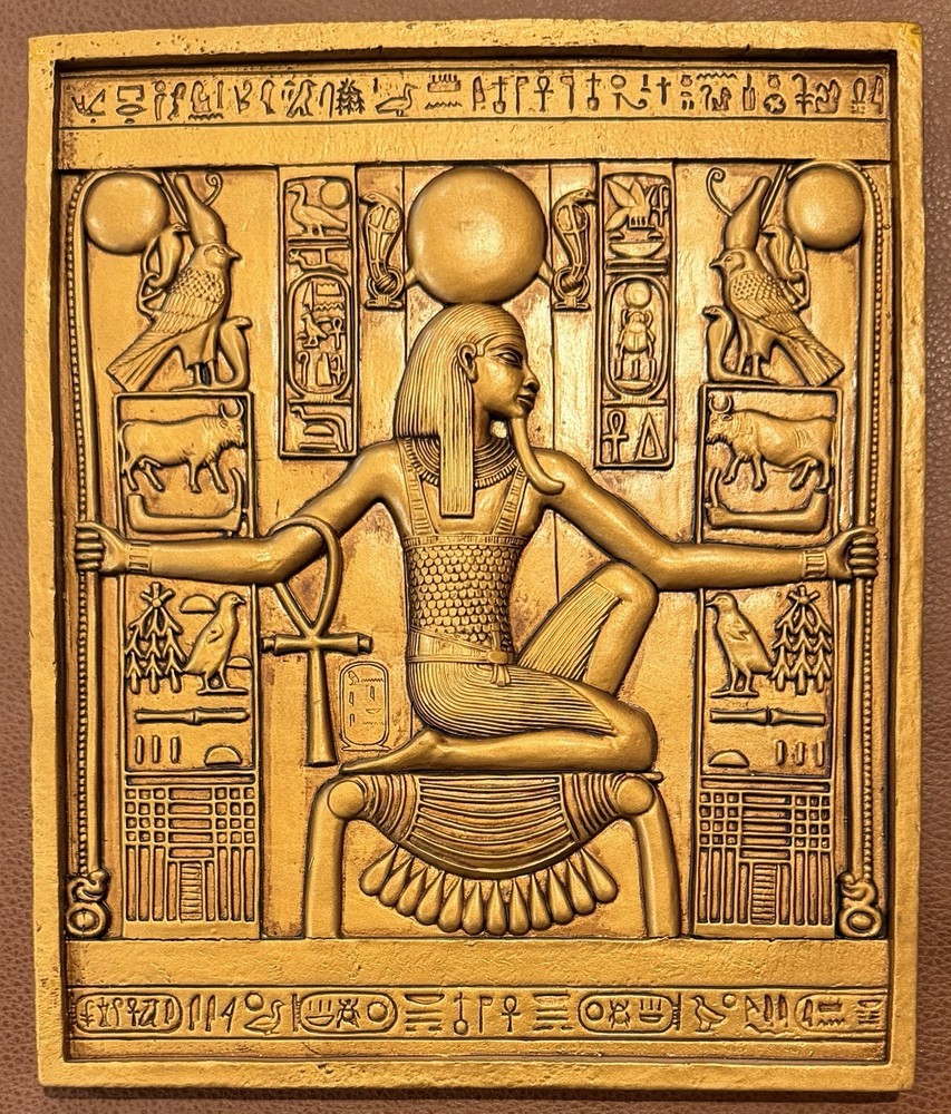 Egyptian Tutankhamun Plaque Hieroglyphs Temple