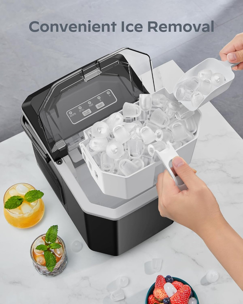 Ice Maker Countertop, Portable Ice Machine with Carry Handle, Self-Cleaning Ice
