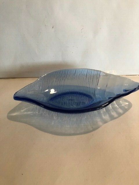 Blue Glass Conch Seashell Dish