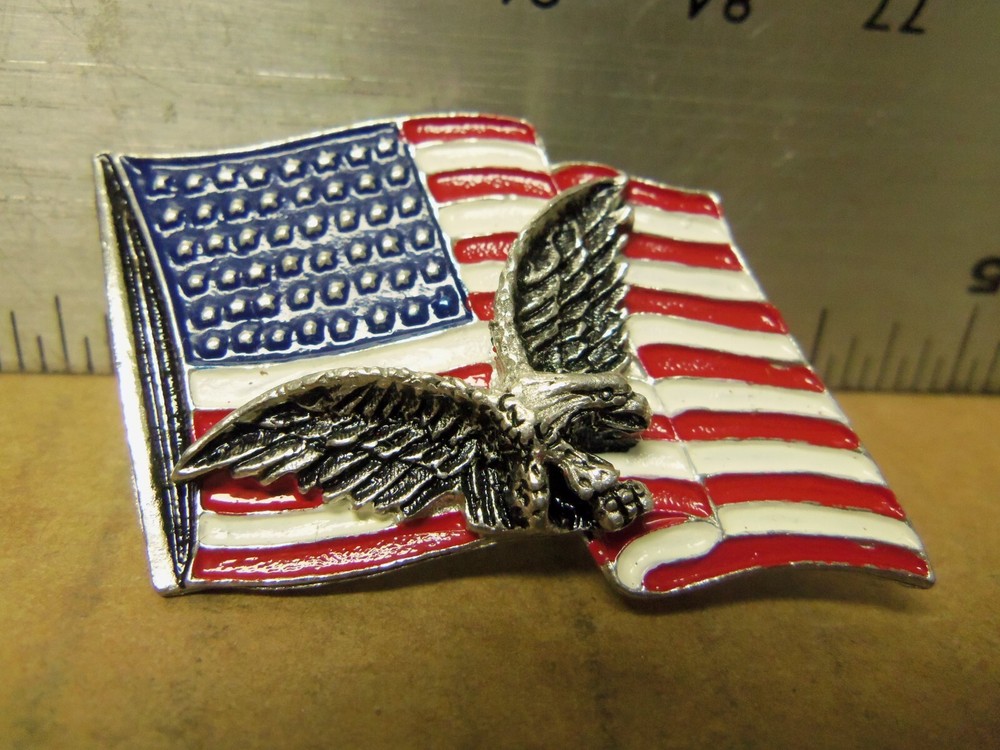 Large US Flag with Eagle Pin (NOS)