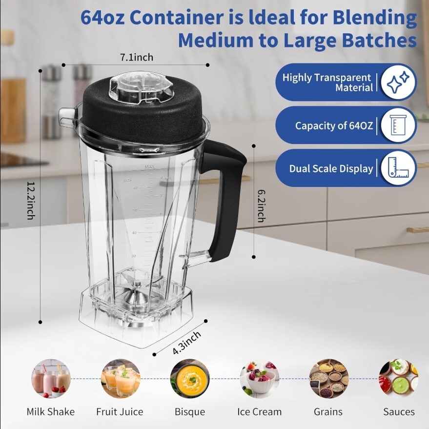 64 OZ Container for Vitamix Blender Pitcher, Replace Classic C-Series