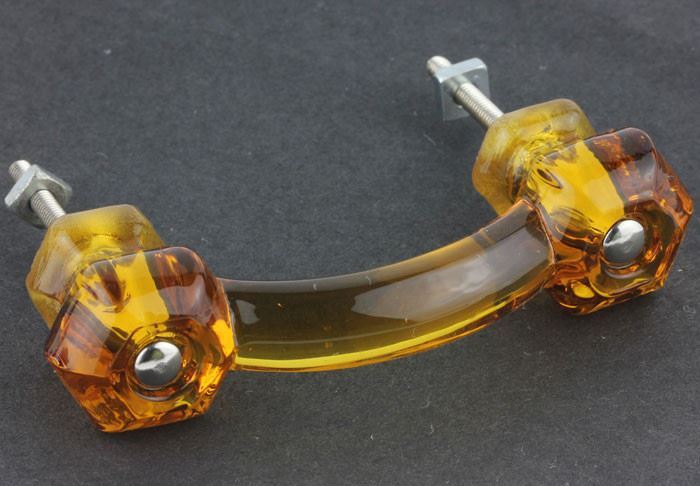 3" Antique Glass Pull Honey Amber