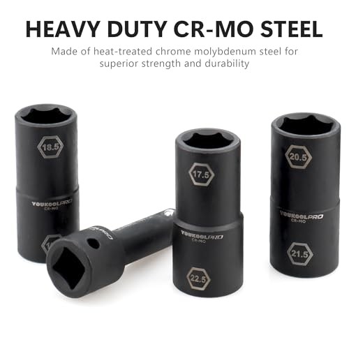 1/2-Inch Drive Double Ended Impact Socket, 6-Point,Half Size Lug Nut 6-Size Set