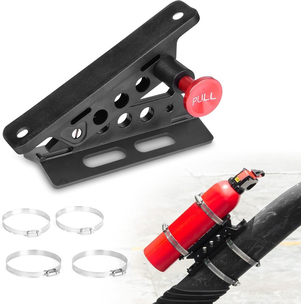 Aluminum Fire Extinguisher Mount Bracket Kit Adjustable Quick Release Roll Ba...