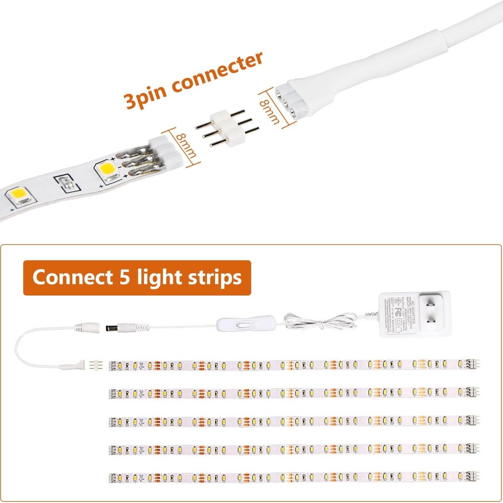 WOBANE Accessories Additional Strip Lights, 12W Adapter with DC white