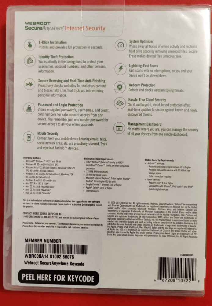 Webroot Secure Anywhere: Internet Security Full Version DVD New In Package!