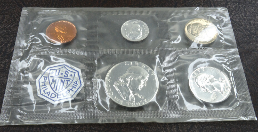 1963 US Mint Proof Set 5 Coins 90% Silver Flat Pack NO ENVELOPE