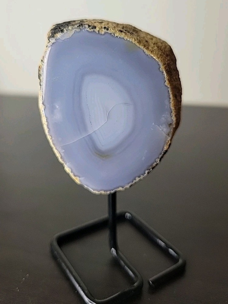 Agate Geode Slice Crystal Decor on Metal Display Stand