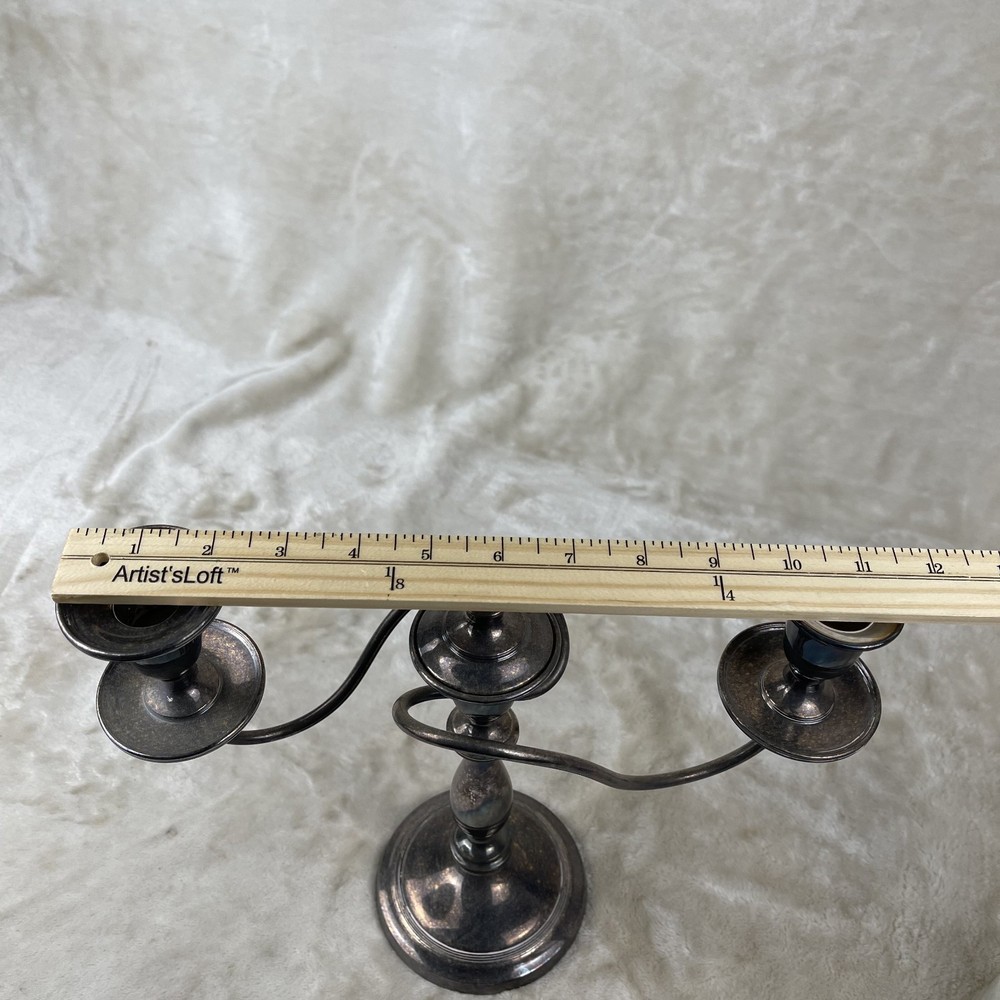 Vintage Silver-plate 3 Candle Twisted Arm Candlestick
