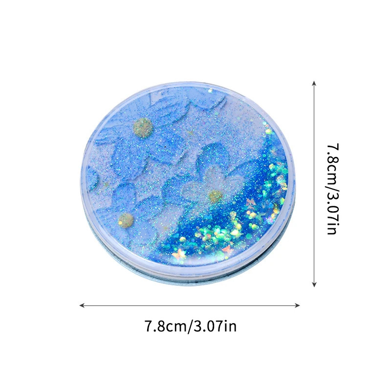 Portable Double-Sided Folding Mirror with Sparkling Sand – Compact Makeup Mirror