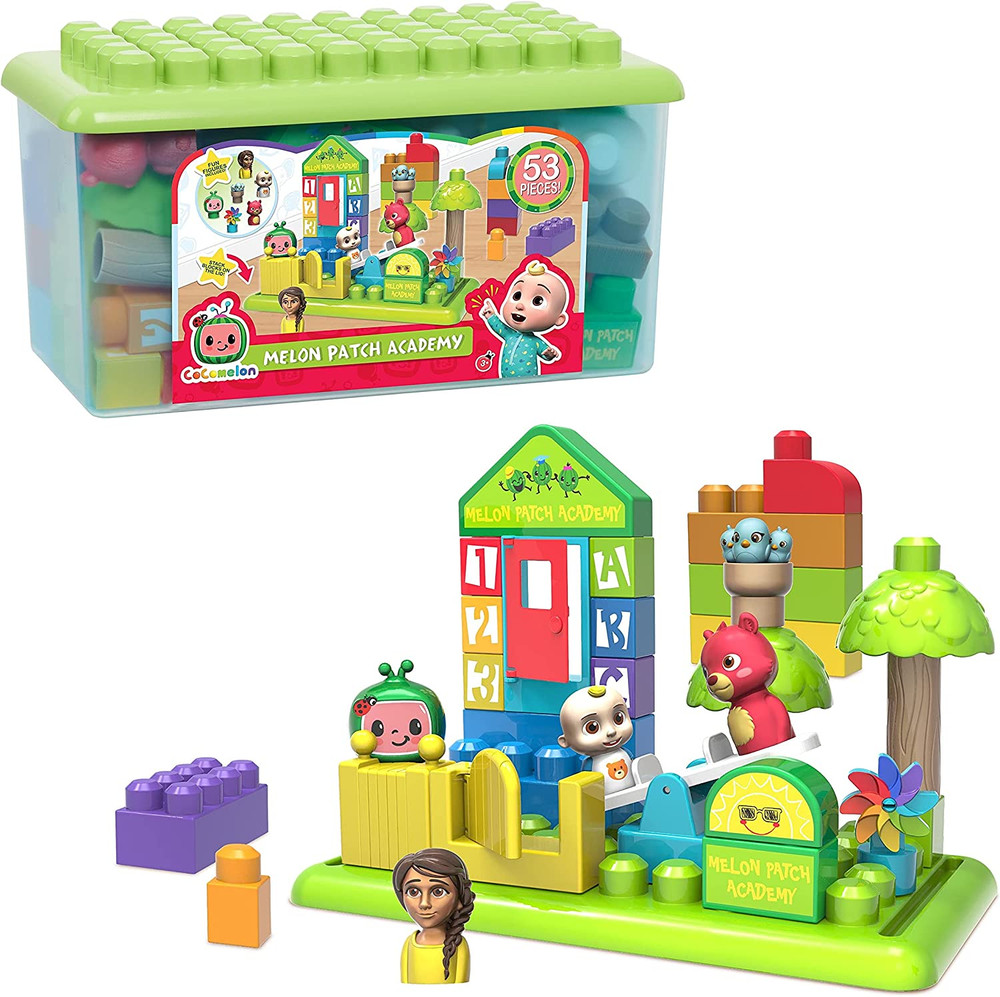 Cocomelon Patch Academy, 53 Large Building Blocks Includes 6 Character Figures,