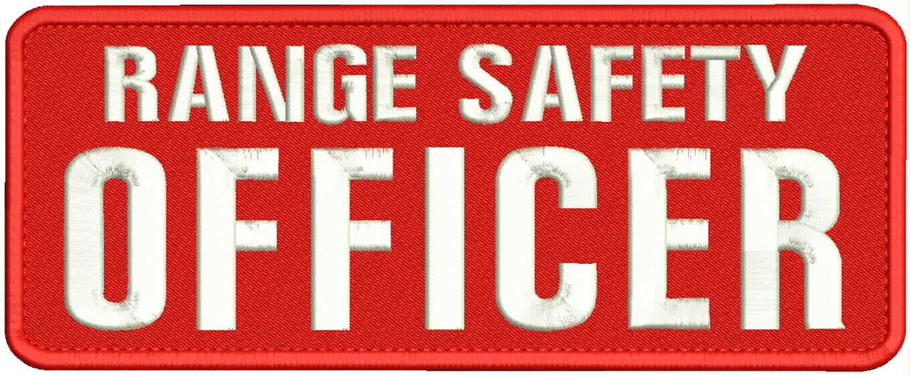 RANGE SAFETY OFFICER  EMB PATCH 11X4HOOK ON BACK RED/White