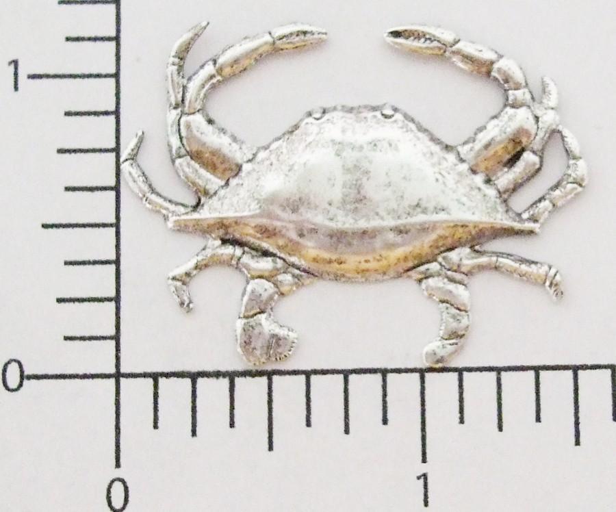 48144 - 2 Pc Large Crab Jewelry Finding Stamping Matte Silver Oxidized