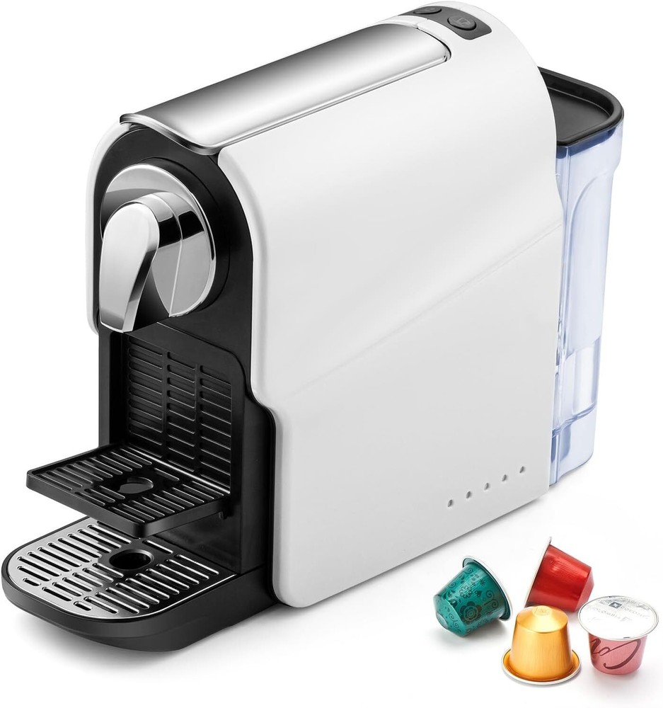 Espresso Pod Machine for Home, Compact Capsule Coffee Maker White