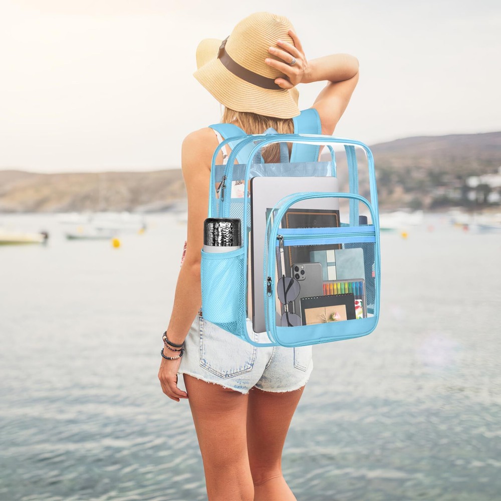 Clear BackpackSturdy Shape Heavy Duty Large Clear Backpack for Stadium Work T...