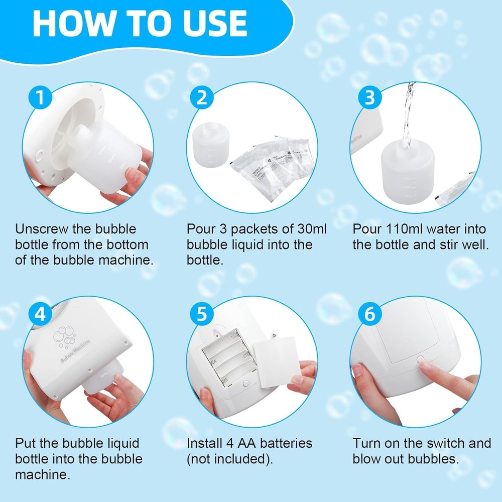 Bubble Machine for Kids Toddlers,Automatic Bubble Blower,Portable Adjustable