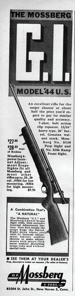 1948 Mossberg Model '44 US Rifle Original Print Ad
