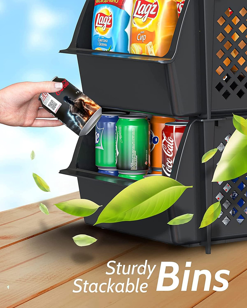 Tidyfriend Stackable Storage Bins for Pantry - 8 Pack Stackable Bins for Organiz