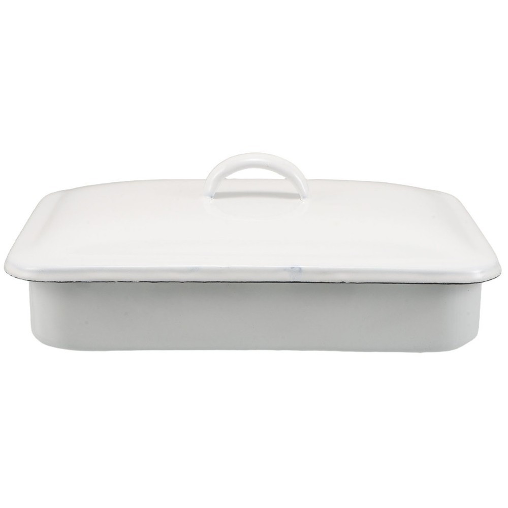 Roaster Pan with Lid: Rectangular Baking Dish - Enamel Roasting Pan - Multi-Use