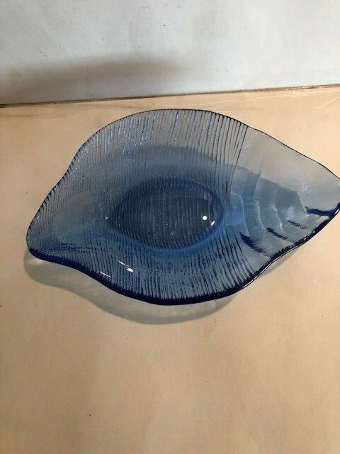 Blue Glass Conch Seashell Dish