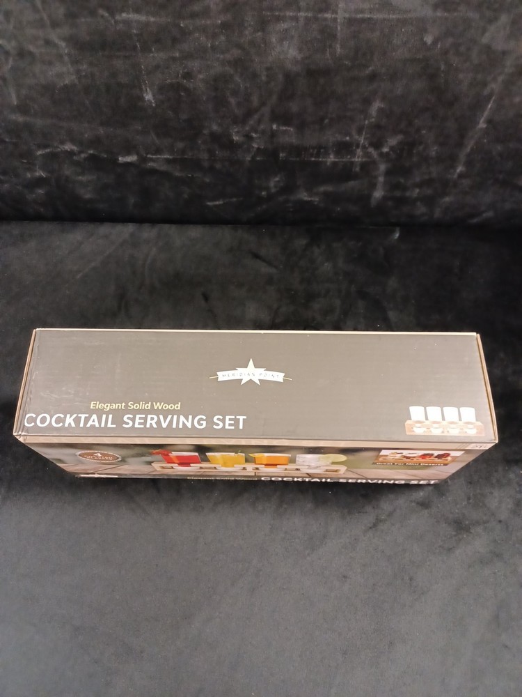 NIB Elegant Solid Wood Cocktail Serving Set Meridian Point Desert Server