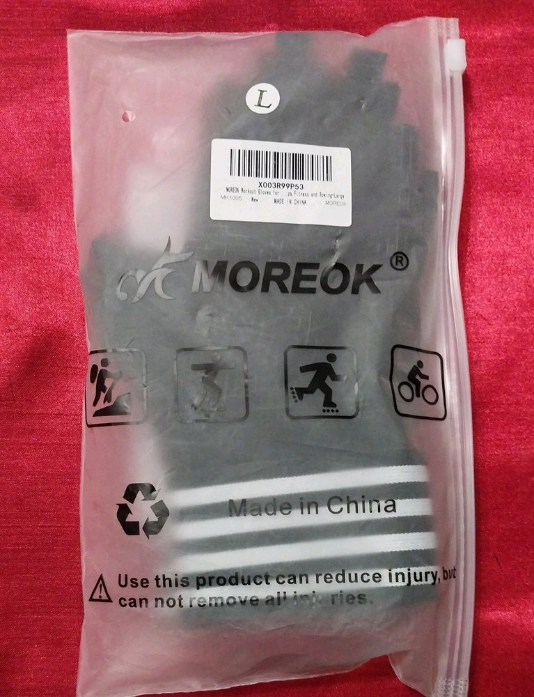 Moreok Workout Gloves Wrist Wrap Support Fingerless Size Medium Curved Open Back