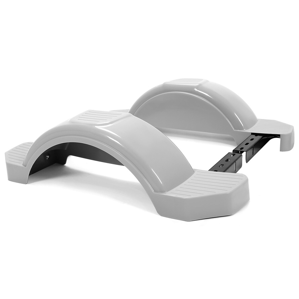 2pcs Gray Single Axle Trailer Fenders w/ Steps For 12" Wheels Tires Skirt Boat