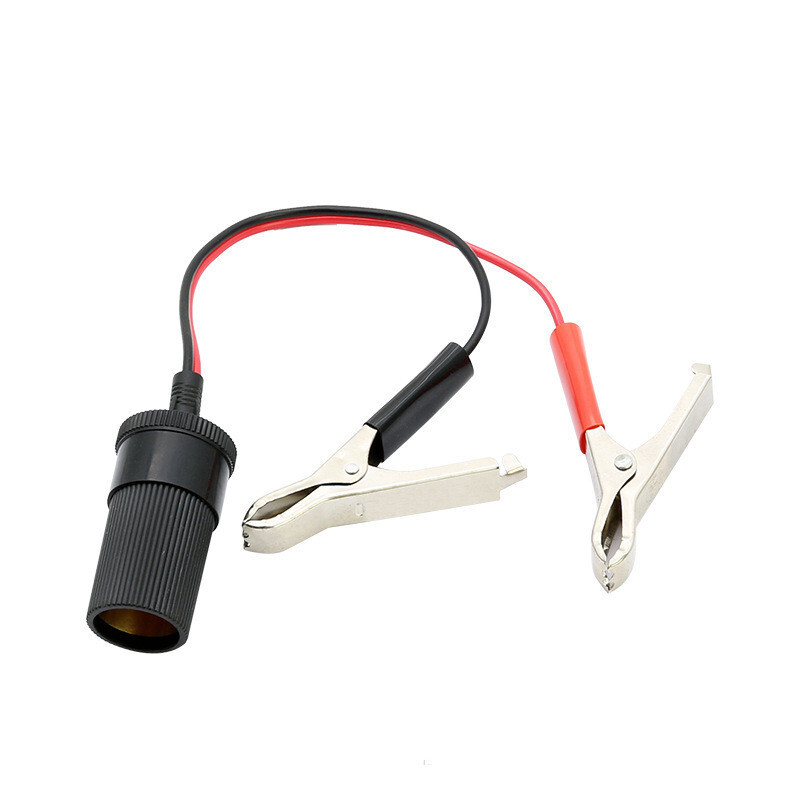 2xCar Battery Alligator Clamp Cable Clip Cigarette Lighter Adapter Socket 12V US