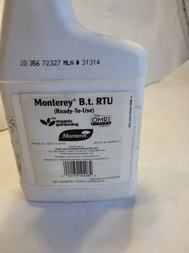 2 Bottles - 32oz RTU Monterey B.t. Biological Insecticide