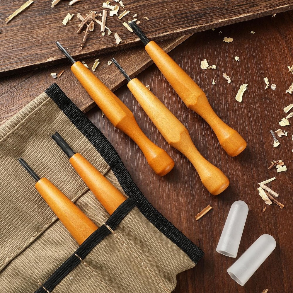 WILLBOND 5 Pcs Linocut Carving Tools Set - Triangular Linoleum & Wood Classic