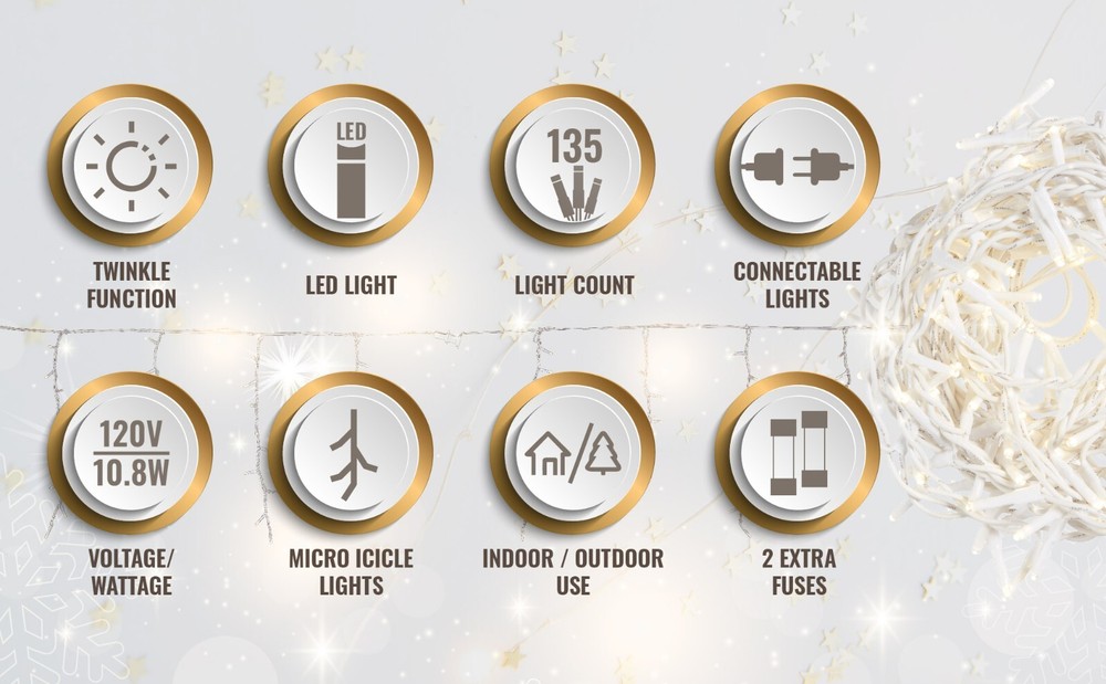 Aurio Starry Light Icicles Super Bright 135LED 3MM