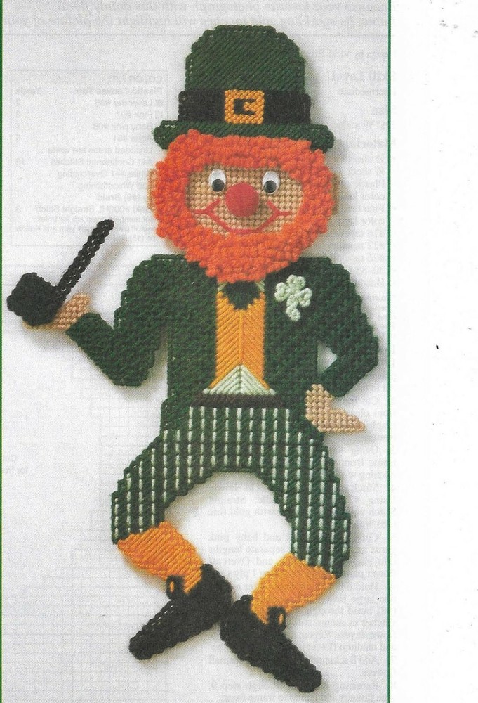 LUCKY LEPRECHAUN ST PATRICK'S DAY PLASTIC CANVAS PATTERN INSTRUCTIONS