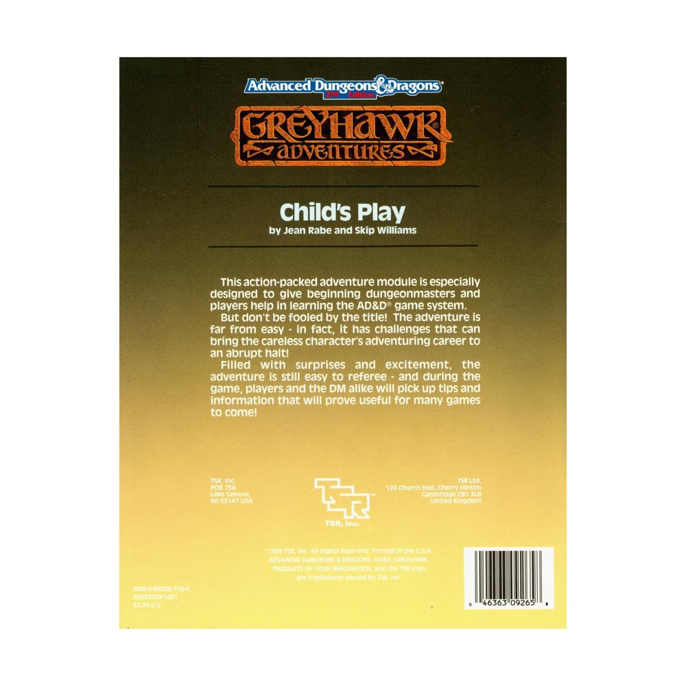 TSR Greyhawk Child's Play VG+